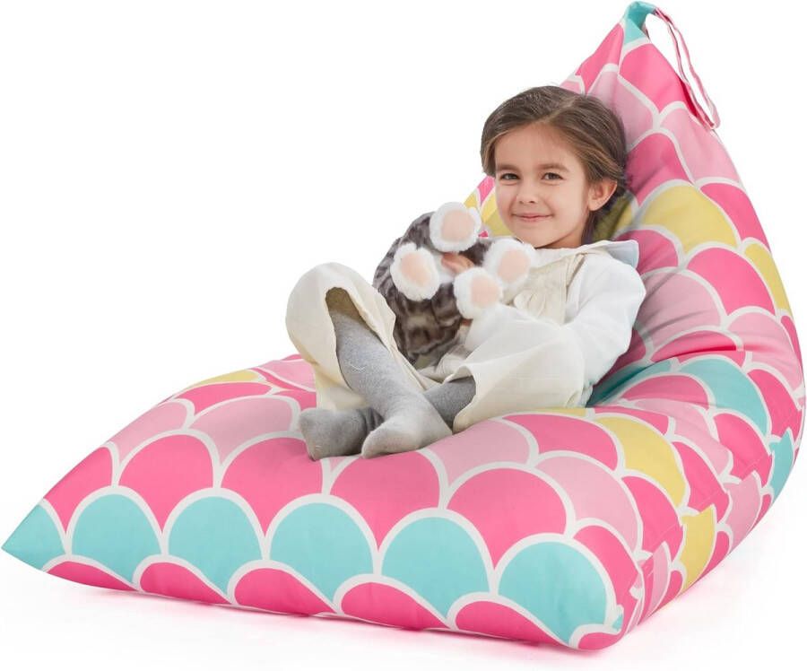 Zitzak stoelhoes voor kinderen en volwassenen extra grote zitzak zonder vulling knuffelhouder en organizer premium canvas 250L (zeemeermin)