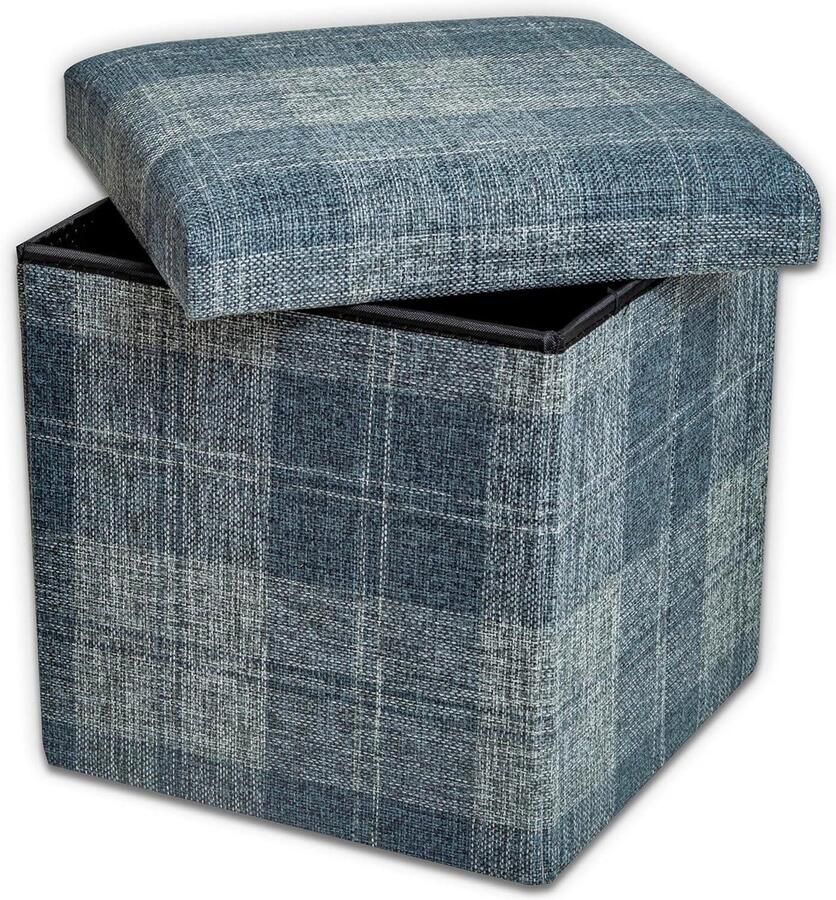 Zitzak van stof 30 x 30 cm met strepenpatroon Robuuste en elegante opvouwbare opbergkruk Woonkamer slaapkamer kruk ruimtebesparend grijs