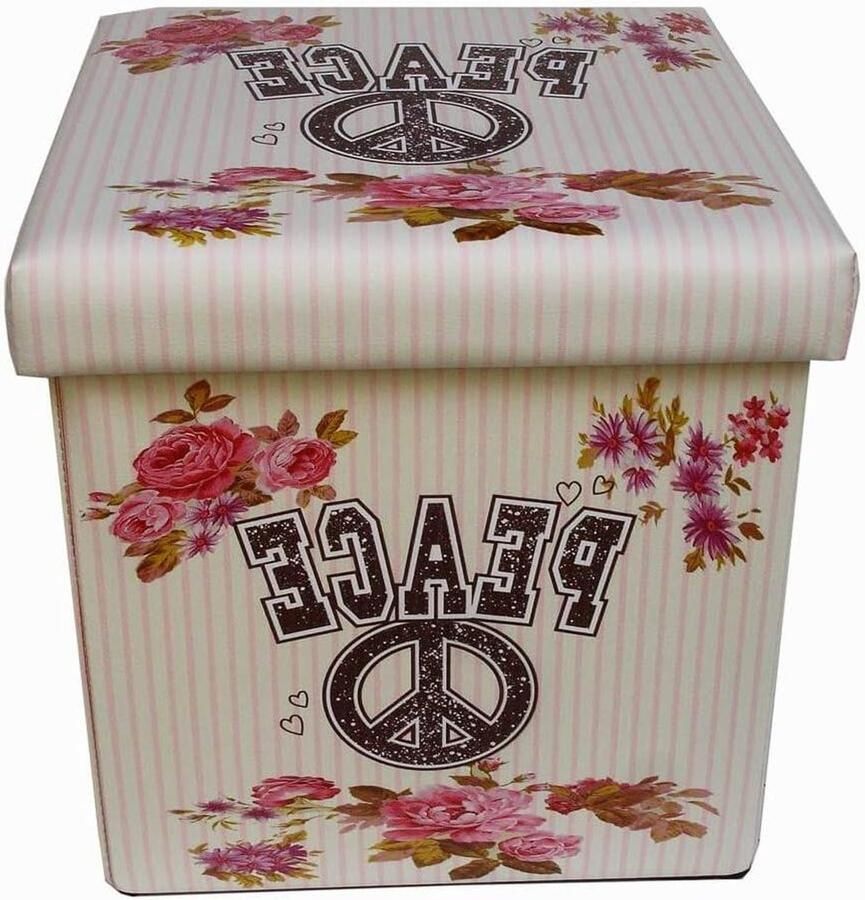 Zitzak vierkant met decoratie 33 x 33 x 33 cm Hersluitbare opbergdozen met deksel