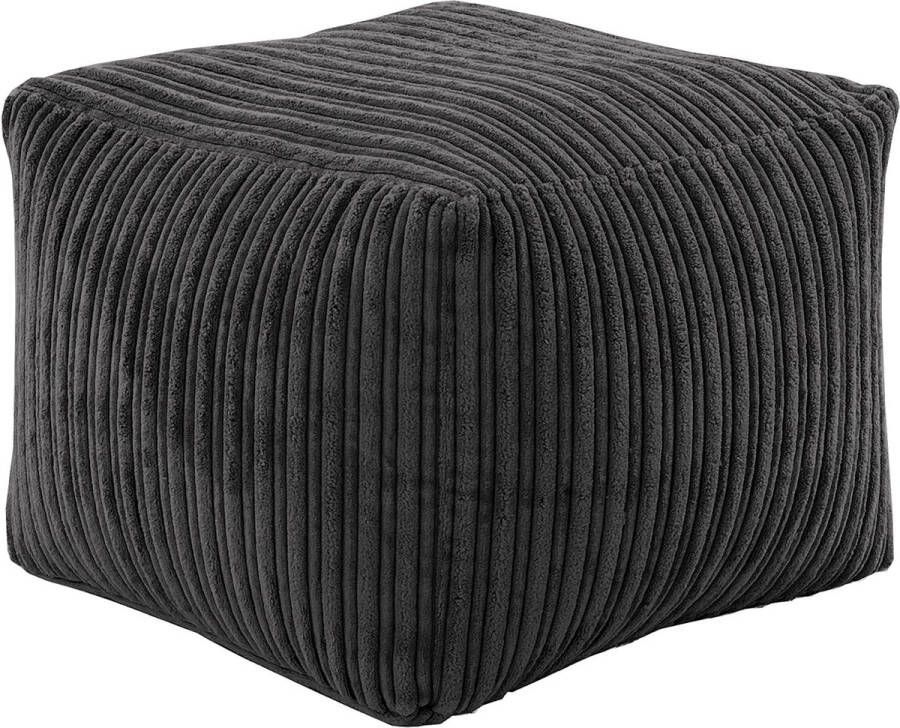 Zitzak Voetenbank Kubus voor Ontspannen Huismeubilair Woonkamer Lichtgewicht Zacht en Comfortabel Vierkant Corduroy Voetensteun Poef Zitzak (Zwart)
