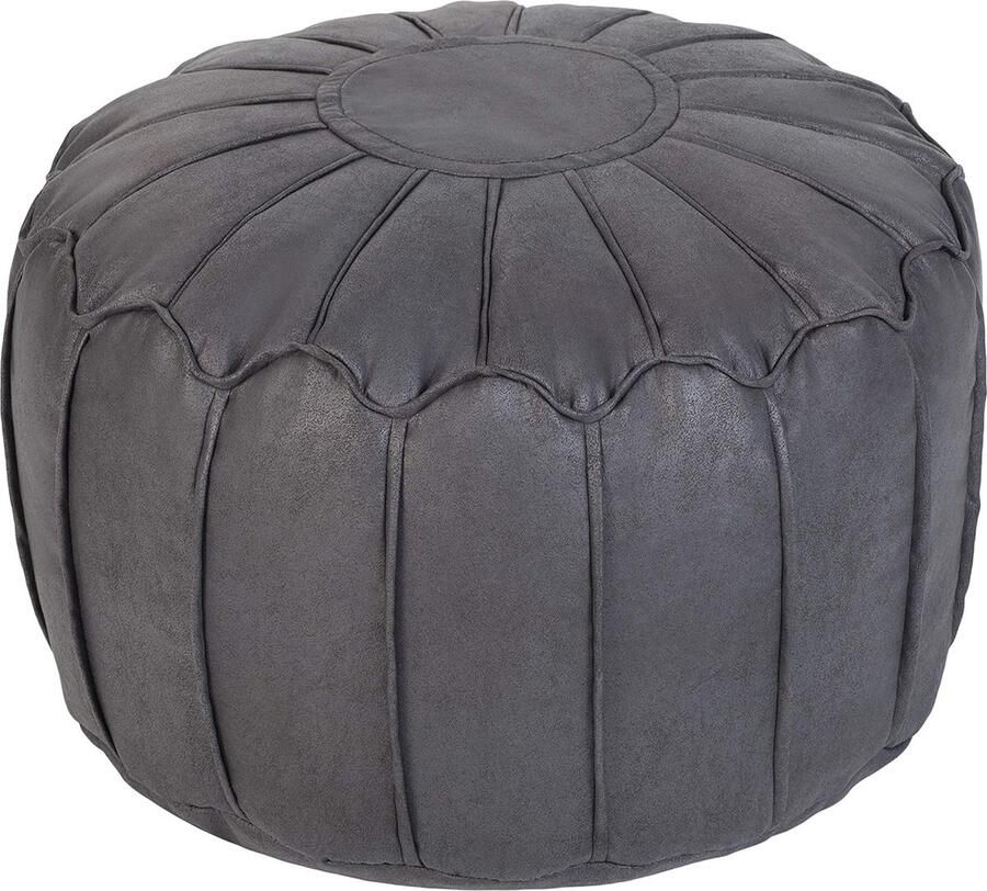 Zitzak Voetkrukje Poef Superzacht Nep Leer Decoratieve en Comfortabele Voetensteun Voetkrukken voor de Woonkamer Gemaakt in Het VK Marokkaanse Stijl Voetkruk (Zwart)