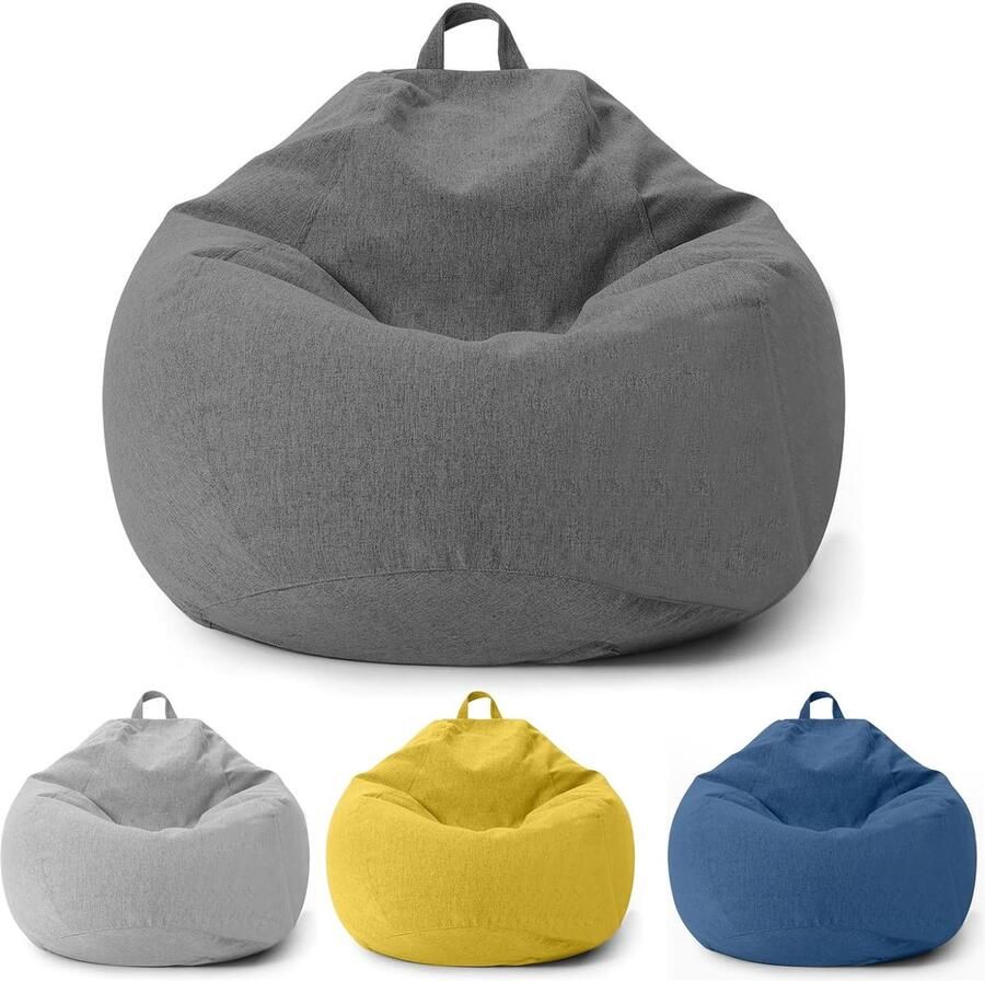 Zitzak voor kinderen en volwassenen alleen overtrek (zonder vulling) zitzakstoel voor slaapkamer kantoor woonkamer terras (donkergrijs 100 x 120 cm)