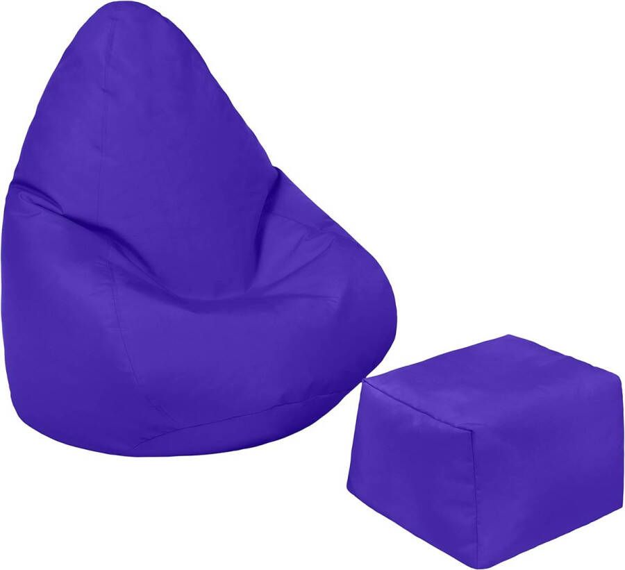 Zitzak voor kinderen gamerstoel waterbestendige meubels voor binnen en buiten woonkamer Bean Bag zitting ergonomisch design voor lichaamsondersteuning (paars zitzak + voetenbank)