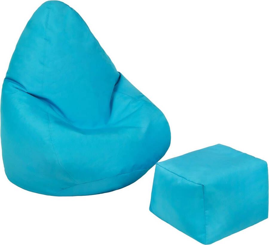 Zitzak voor kinderen gamerstoel waterbestendige meubels voor binnen en buiten woonkamer Bean Bag zitting ergonomisch design voor lichaamsondersteuning (Aqua zitzak + voetenbank)