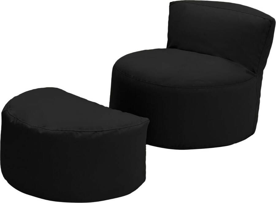 Zitzak voor kinderen stoel met voetenbank voor binnen en buiten woonkamer gamingzitzak lage rugleuning waterbestendig kleine meubels ergonomisch design lichaamsondersteuning (zwart)