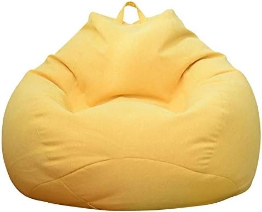 Zitzakhoes in peervorm (zonder vulling) voor volwassenen en kinderen 70 x 80 cm tot 100 x 120 cm reuzenpoef van stof woonkamerpoef voor grote bank grote ligstoel woonkamerstoel voor binnen Geel
