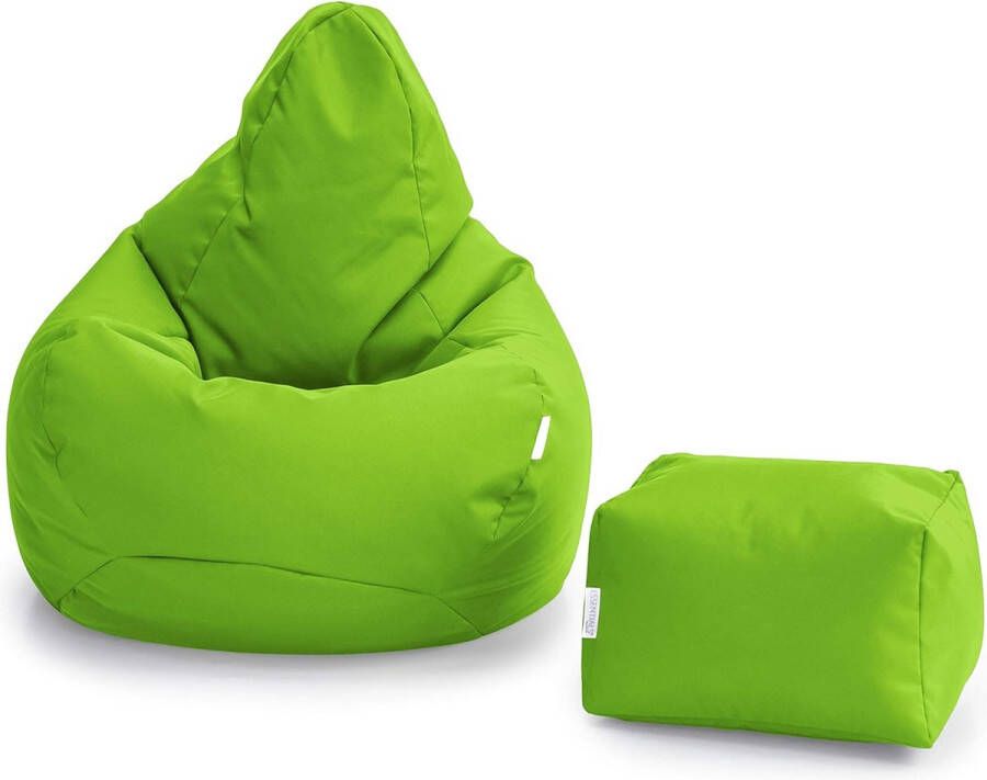 Zitzakstoel met voetenbank gaming-zitzak voor buiten binnen waterdicht ergonomisch ontwerp voor lichaamsondersteuning duurzaam en comfortabel (limoen zitzak + voetenbank)