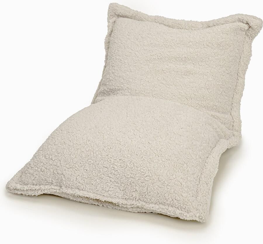 Drop & Sit zitzak zitkussen sfeervolle teddy beige 100 X 150 cm extra comfortabel en zacht handgemaakt in de Benelux