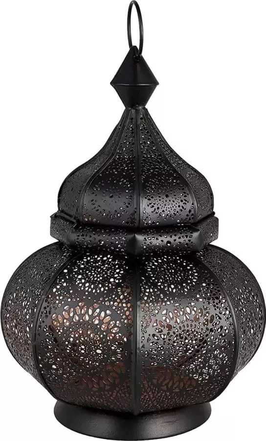 Ziva Oosterse lantaarn van metaal 30 cm Oosters windlicht. Marokkaanse metalen lantaarn voor buiten als tuinverlichting of binnen als tafellamp