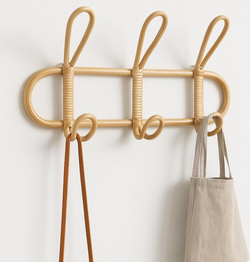 Zo leuk voor de kinderkamer deze Rotan kapstok Kinderkapstok Boho Kinderkamer kapstok Rotan 3 haaks 40x20
