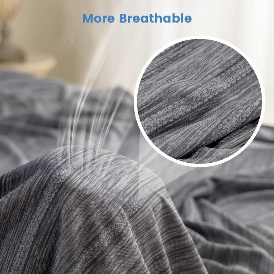 Zomerdeken koeldeken 150 x 200 cm dubbelzijdige koeldeken om te slapen zelfkoelend dun zomerdeken licht verkoelende zomerdeken ademend koeldeken voor bed bank reizen grijs