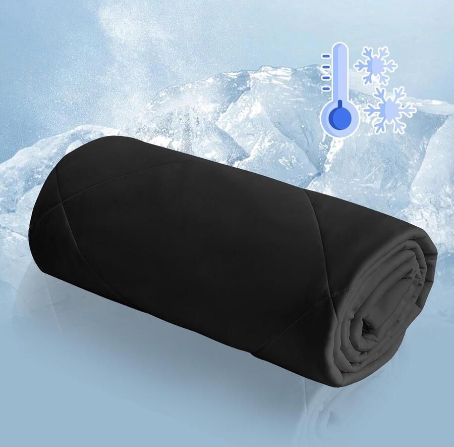 Zomerdeken van verkoelende stof dubbelzijdig 100% nylon zomerdekbed voor tweepersoonsbed licht ademend voor bed bank zwart 220 x 240 cm machinewasbaar