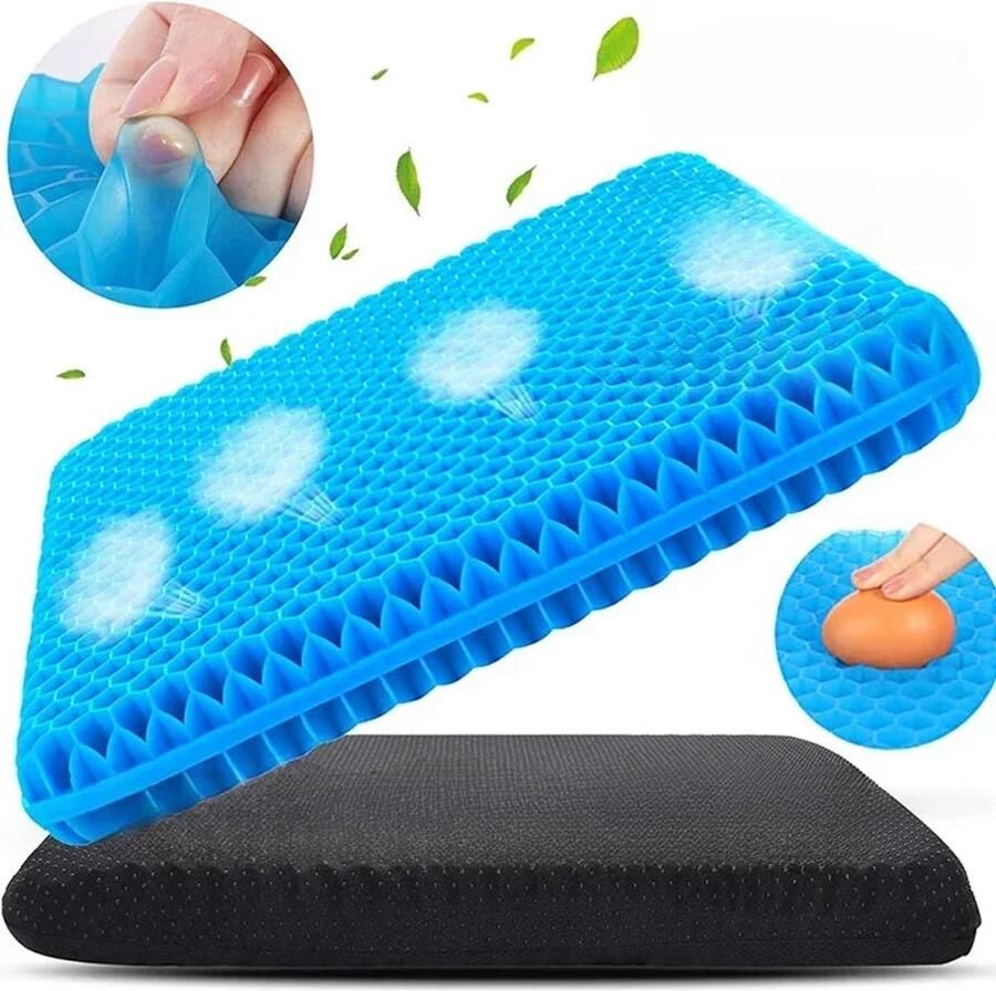 Zomergel Kids Zitkussen 29x24cm met Ademend Honingraatontwerp – Ergonomisch Kussen voor Drukverlichting bij Rug- en Staartbeenpijn – Geschikt voor Bureaustoel Auto en Rolstoel