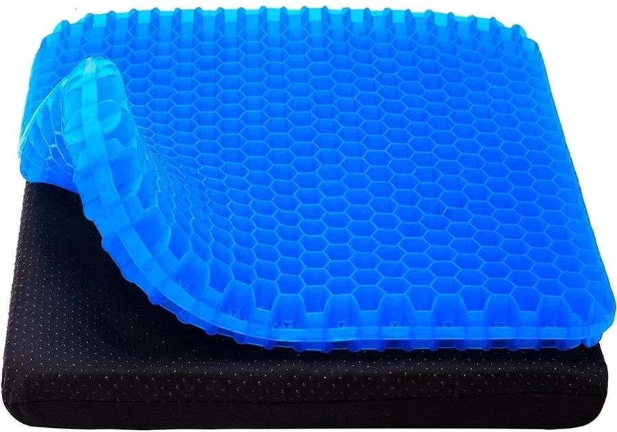 Zomergel Zitkussen 42x36x3.5cm met Ademend Honingraatontwerp – Ergonomisch Kussen voor Drukverlichting bij Rug- en Staartbeenpijn – Geschikt voor Bureaustoel Auto en Rolstoel