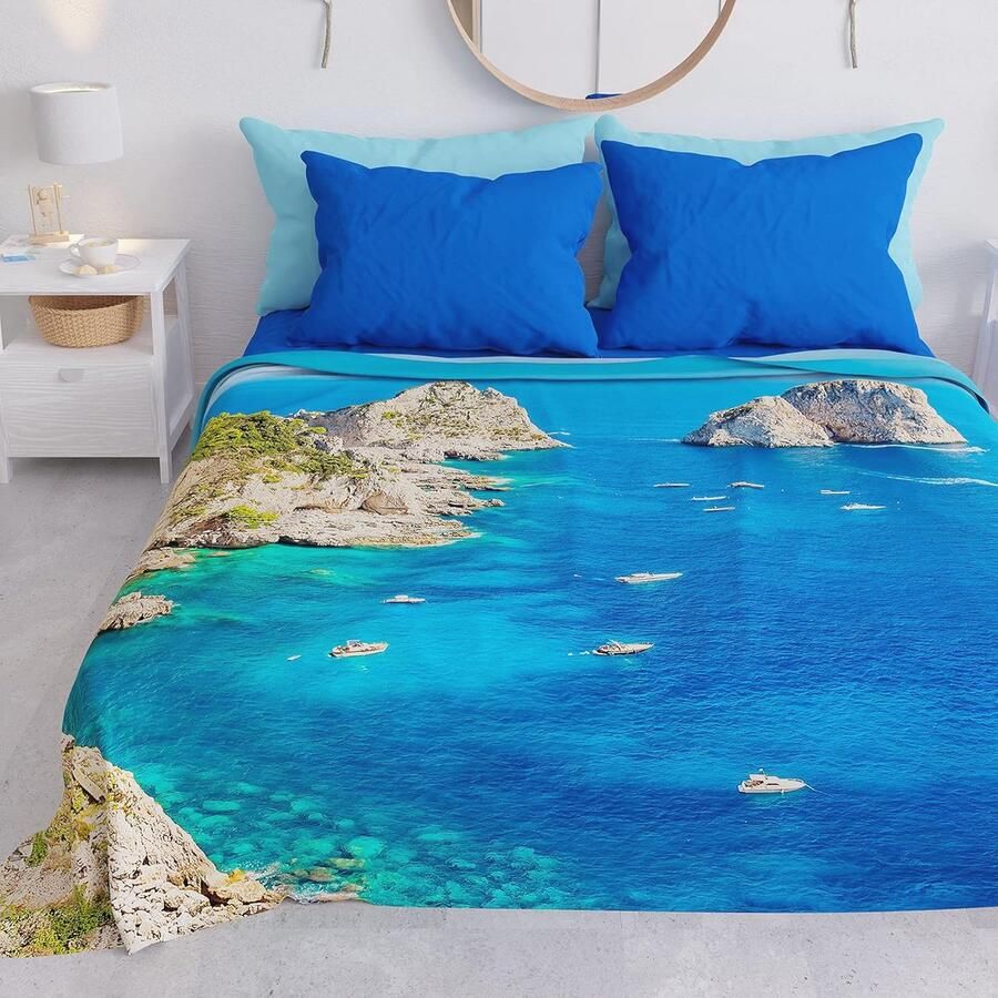 Zomerse Sprei voor Tweepersoonsbed Hypoallergeen Microvezel Marineblauw 260 x 250 cm