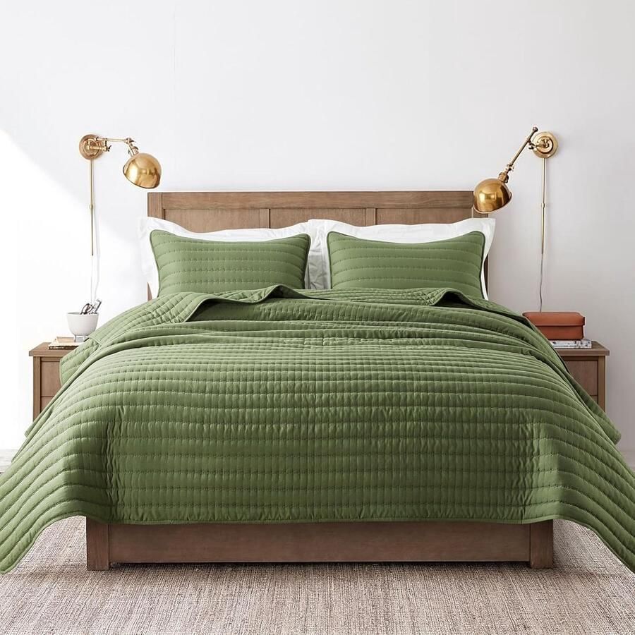 Zomersprei voor tweepersoonsbed 260 × 225 cm 100% microvezel gewatteerd sprei ultrazacht multifunctioneel dekbed (zonder kussensloop) groen