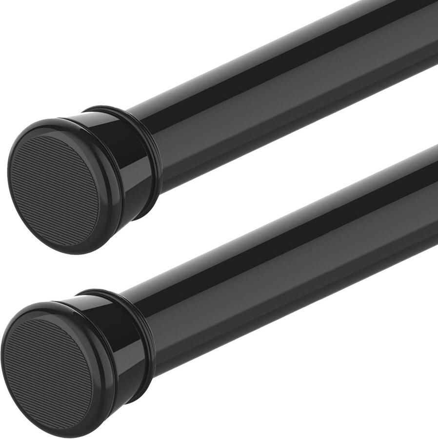 Douchestang 2 stuks zonder boren telescoopstang voor kasten badkamer kledingkast doe-het-zelf projecten 65-85 cm zwart (diameter 25 mm)
