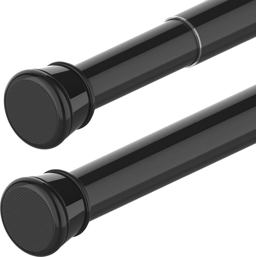 Zonder boren Uittrekbare gordijnroede 1 stuk voor ramen kledingkast badkamer 50-80 cm zwart (diameter 25 mm)