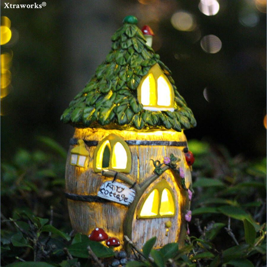 Zonne-energie lamp Harsmateriaal Bloemenhuisje Krachtige LED-verlichting-Waterbestendig Ontwerp (IP55) voor Tuin Terras en Veranda 16.5*16.2*30.8CM