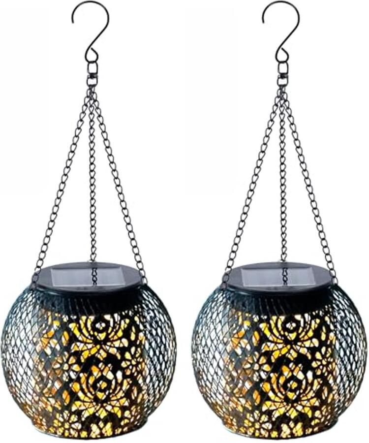 Zonne-energie Lampen voor Buiten Waterdichte Lantaarns 2 Stuks IP65 Hangend Decoratieve Tuinverlichting