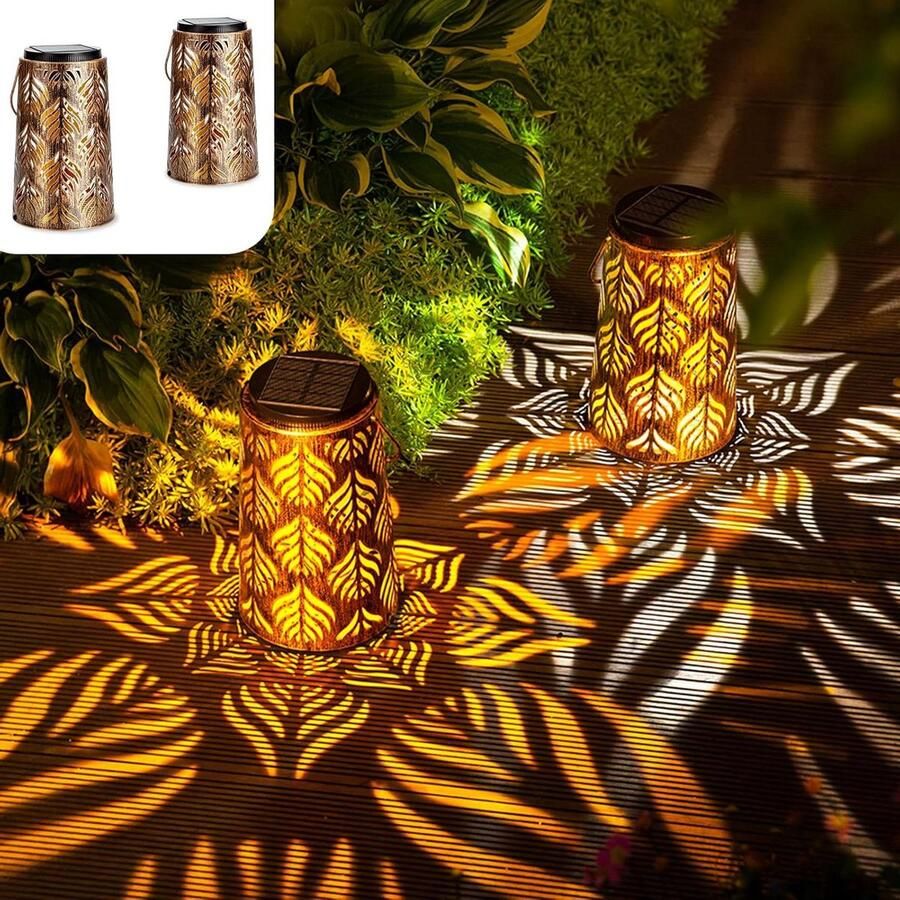 Zonne-energie Lantaarn Vintage Hanglampen 2 Stuks Waterdicht Metaal