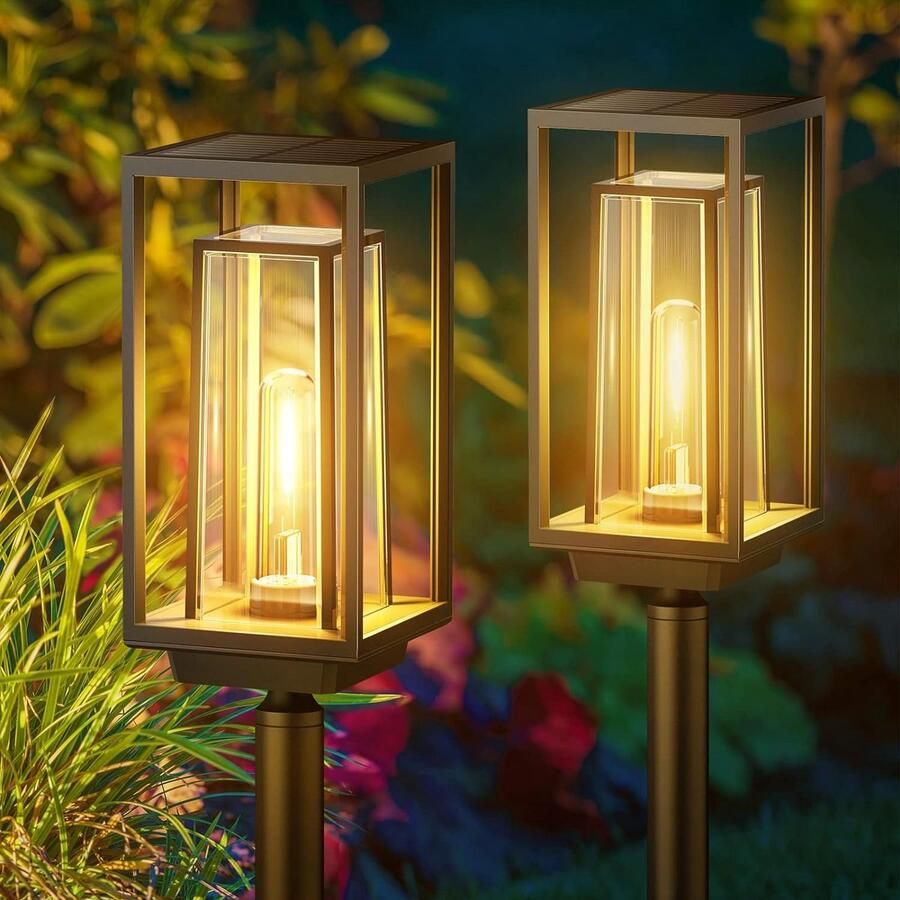 Zonne-energie Tuinverlichting Set LED Lampen Duurzaam Weerbestendig Milieuvriendelijk Decoratieve Verlichting voor Tuin Warm Wit Licht