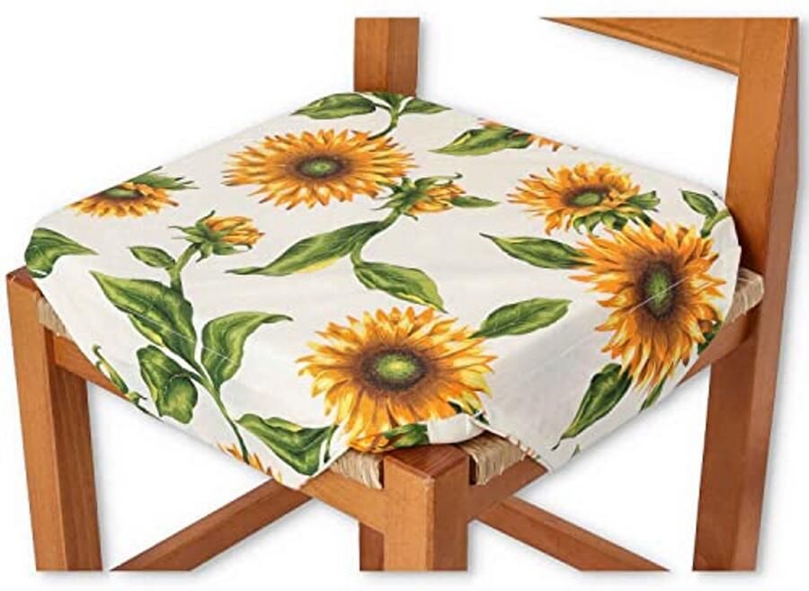 Zonnebloem Stoelkussen met Kleppen Ecru Kussen voor Stoelen