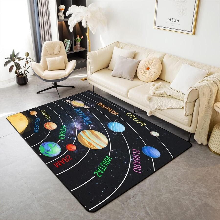 Zonnestelsel Gebied Tapijt 100x150cm Buitenruimte Woonkamer Tapijten voor Universum Planeten Slaapkamer Home Decor Galaxy Cosmos Tapijt Ultra Zachte Antislip Indoor Vloermat