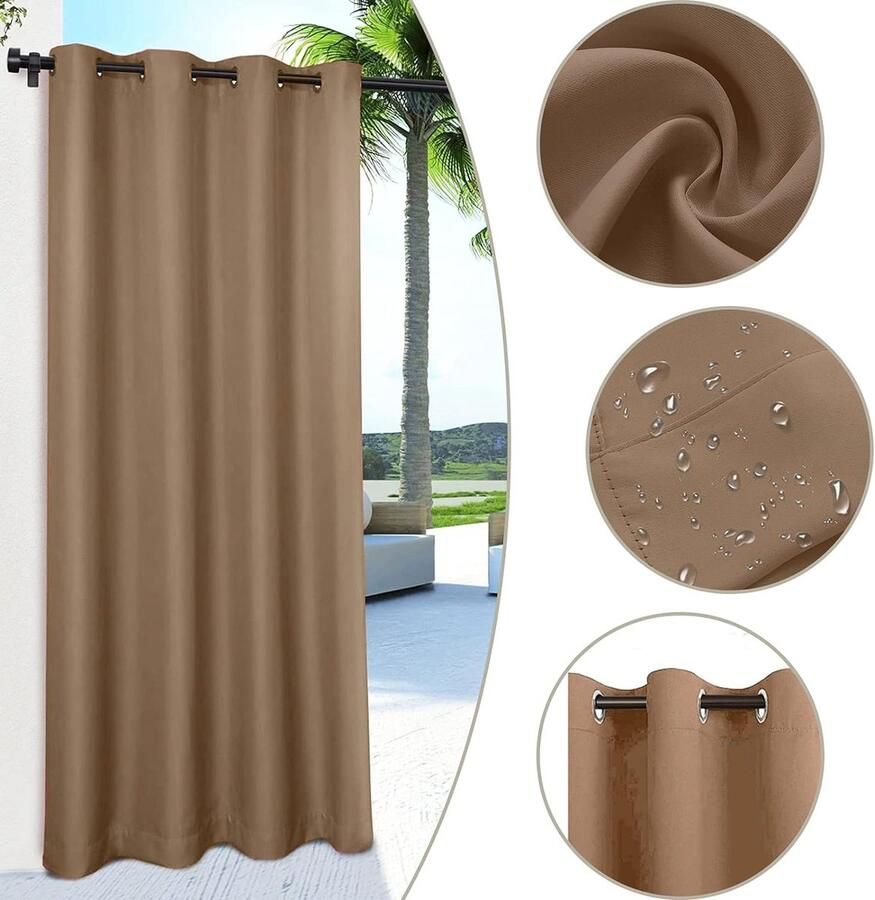 Zonnezeil voor buiten_(1 panelen 52 inch B x 108 inch L koffie)