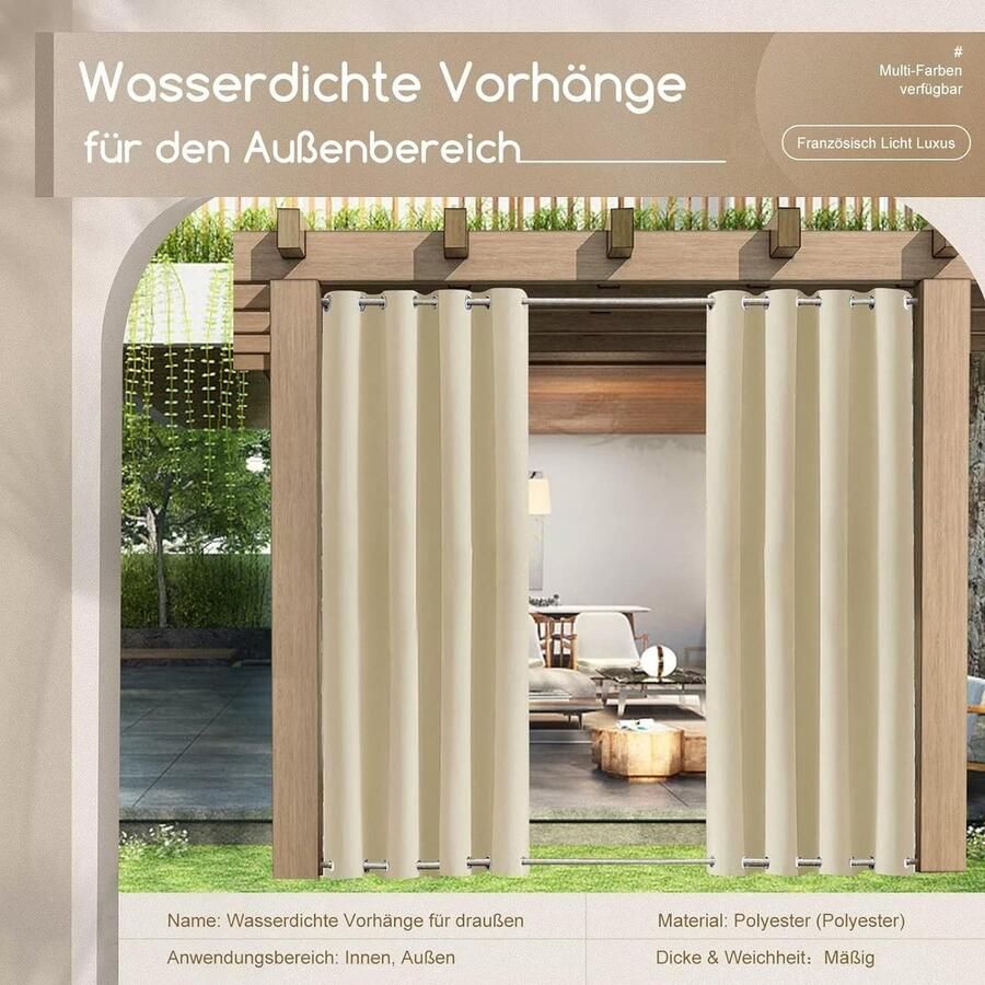 Zonnezeil voor buiten beige 132 x 244 cm (b x h)