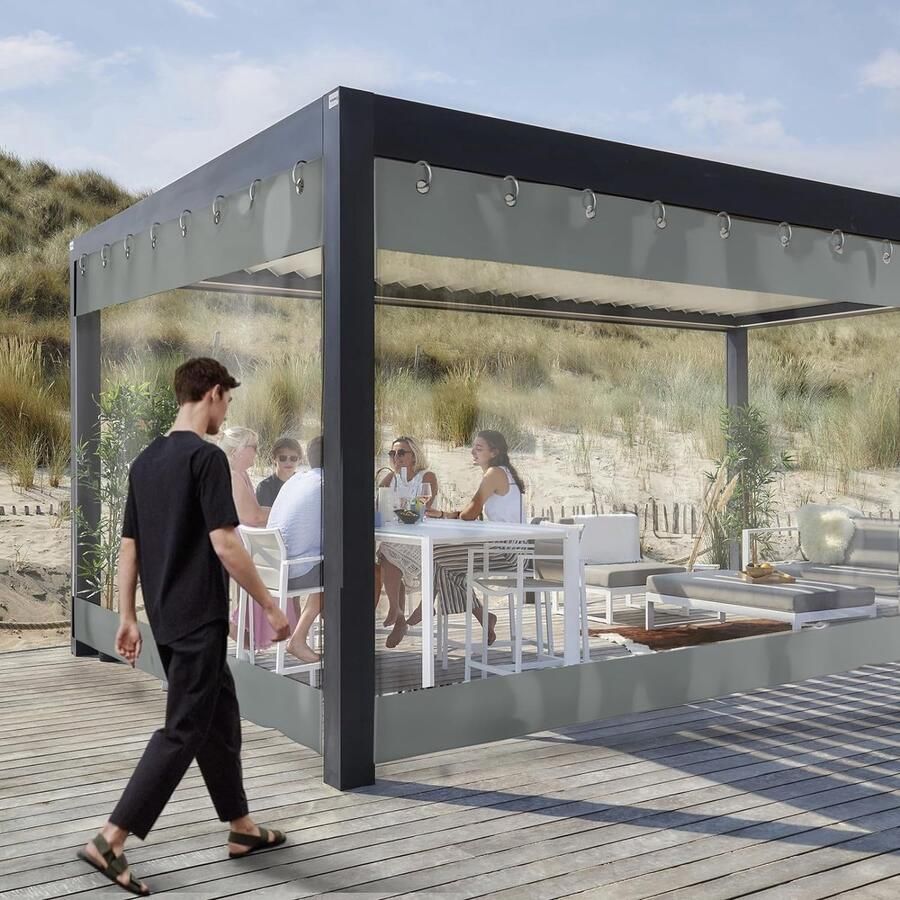 Zonnezeil voor buiten _ (Kleur : Gray+Clear Maat : 2x3m)