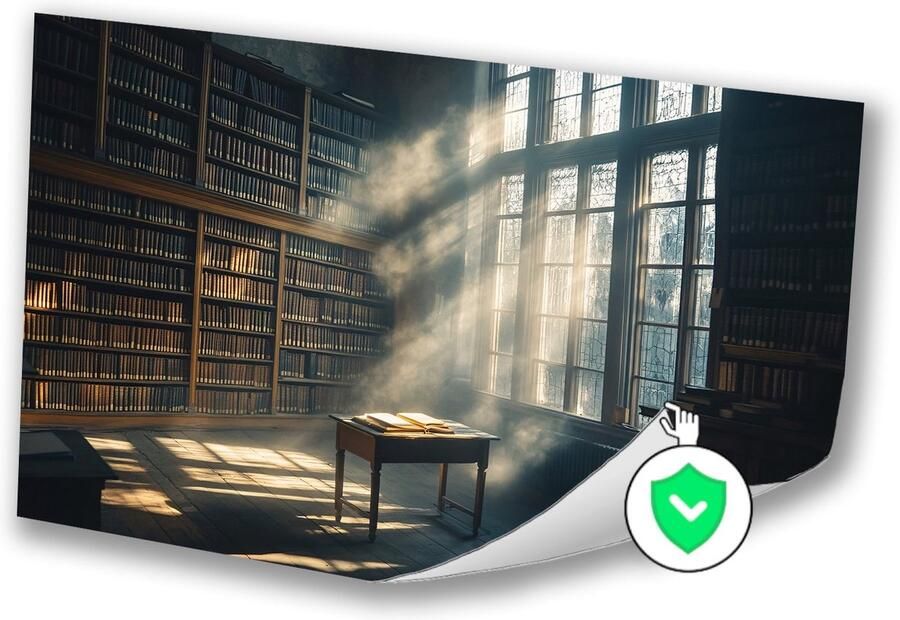 Zonovergoten klassieke bibliotheek muurdecoratie Posters boeken Realisme Woonkamer posters Stijlvolle posters poster 60x40 cm