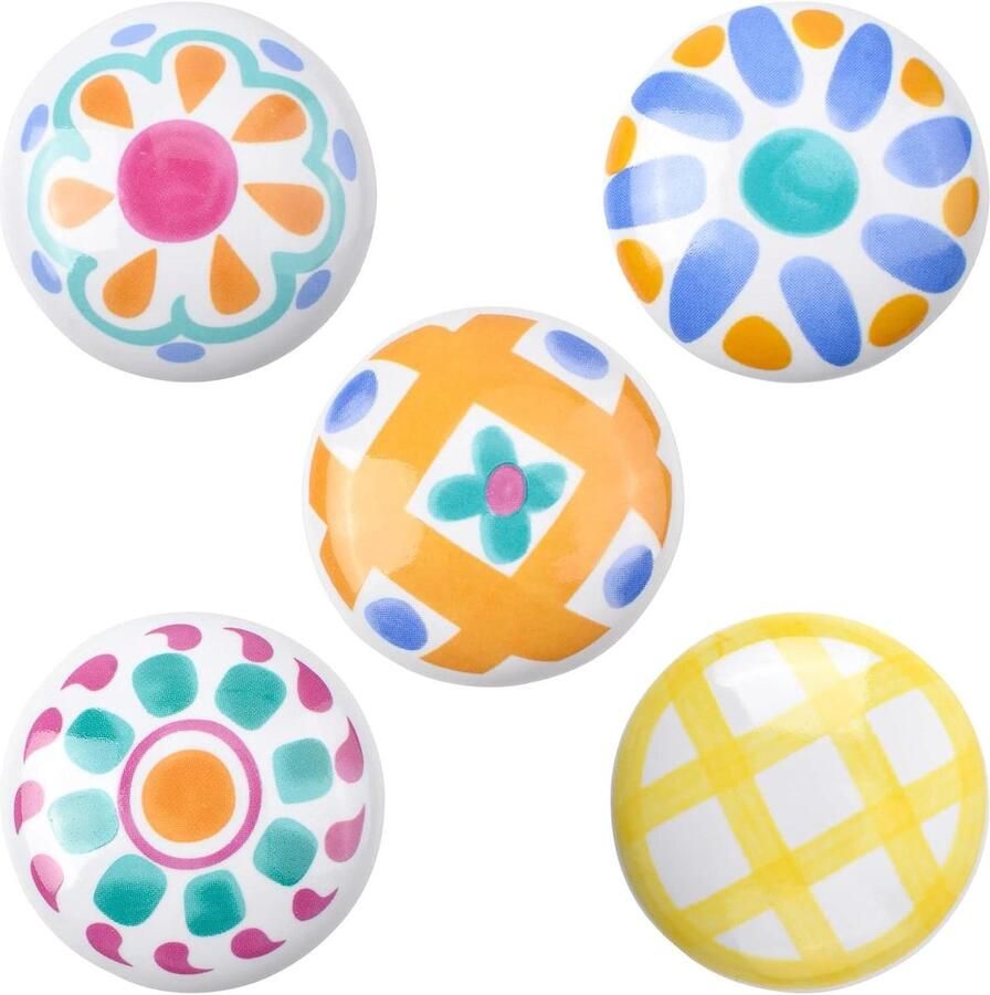 Zonpatroon keramische handgreep kinderen dressoir knoppen Vintage decoratieve kast knoppen Diameter 38 cm Set van 10 5 stijlen