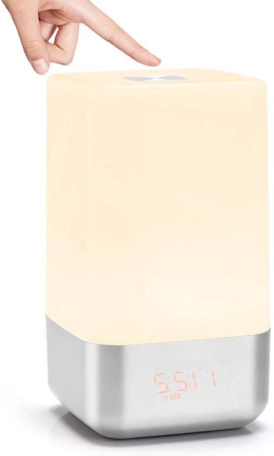 Zonsopgang Simulatie Wekker Aanraakbediening Nachtkastje Nachtlampje 5 Natuurgeluiden 3 Helderheidsniveaus 256 Kleuren RGB Kinderen Volwassenen Slaapkamer