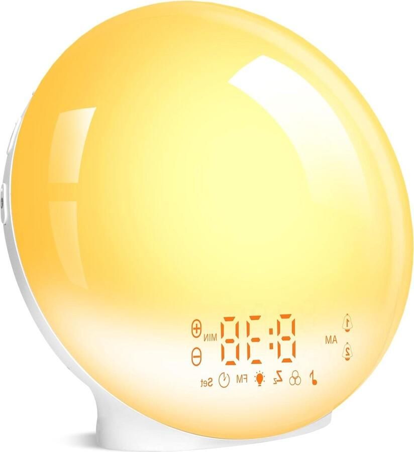 Zonsopgang Wekker Wakker Licht Dual Alarm Snooze Functie Nachtlampje Nachtverlichting 11 Kleurrijke Sfeer Lamp 7 Natuur Geluiden FM Radio
