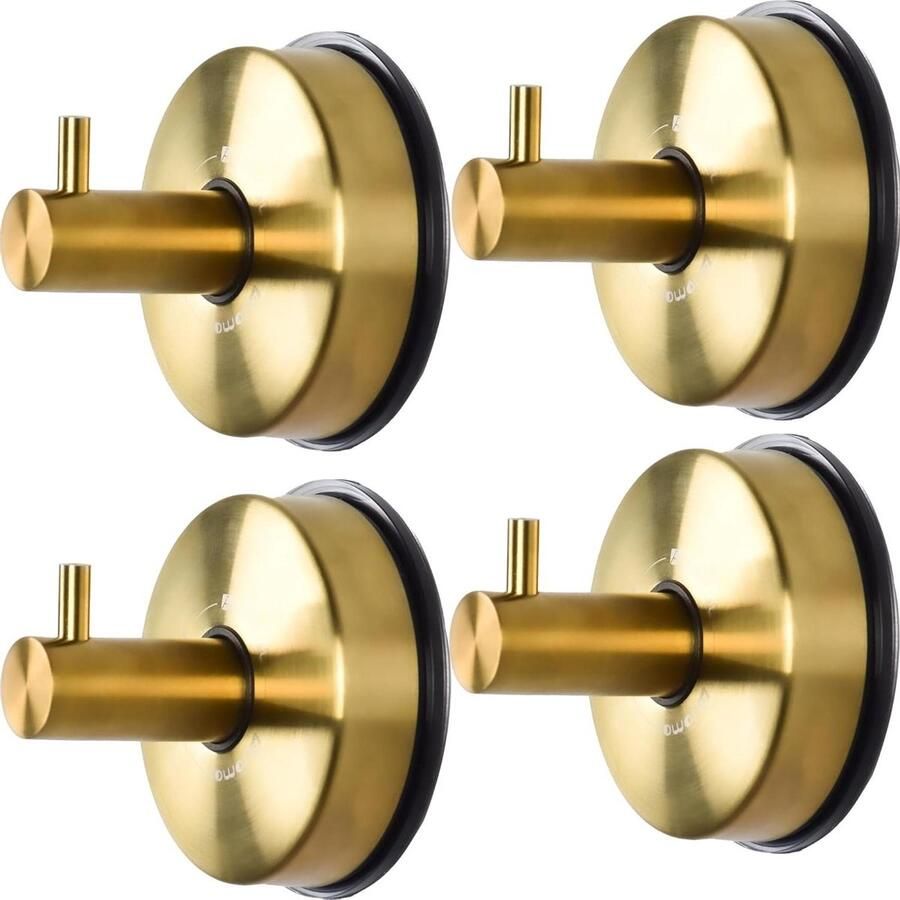 Zuignap Goud Hangers Haken Rvs Handdoek Haak Set van 4 Stuks