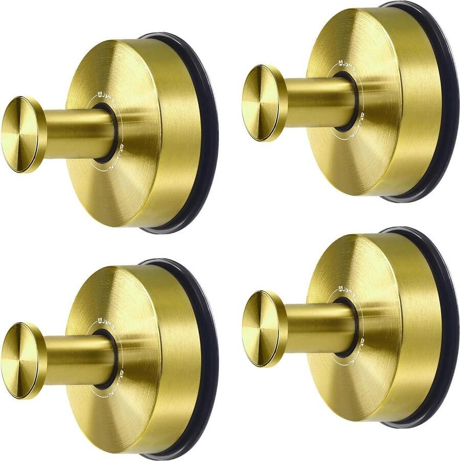 Zuignap Handdoekhaak RVS Goud Vacuüm Hanger voor Handdoeken Keukengerei Douche Haak voor Glaswand Set van 4