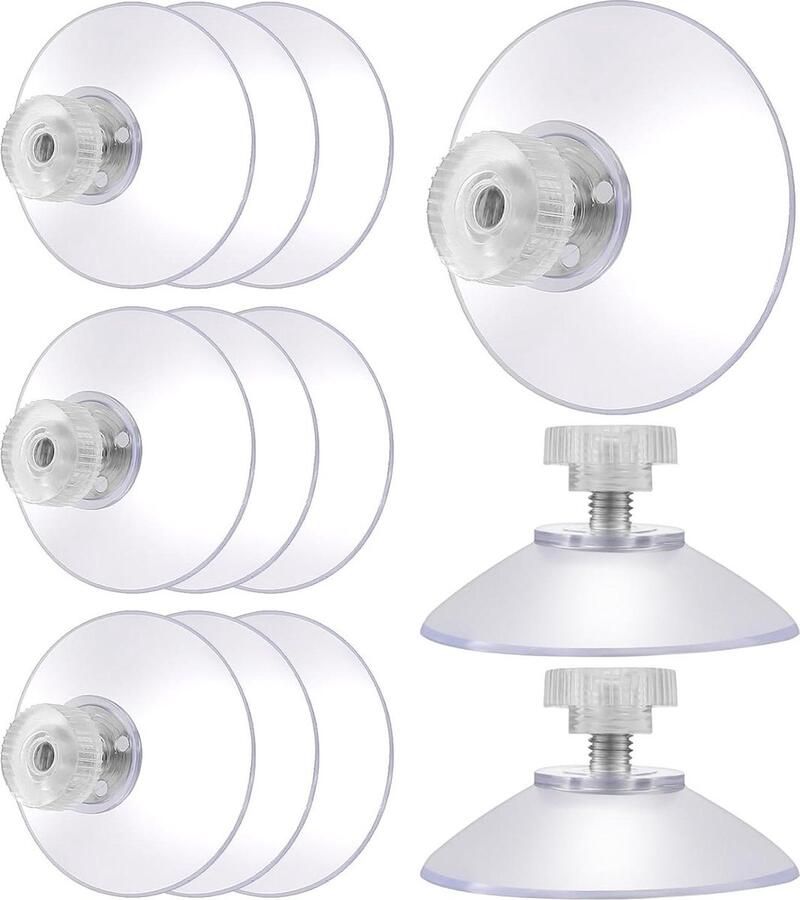 Zuignappen 40 mm Transparant Plastic met Schroefmoer 12 stuks voor Glazen Spiegel Raam Muur Deur Tafelblad