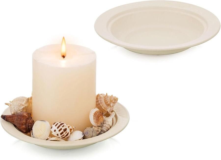Zuil Kaarshouder Dienblad 15cm Decoratieve Kaarsenplaat Metalen Zuil Kaarsenplateau Voor Eettafel Keuken Aanrecht Koffie Tafel Organisator Home Wedding Decor Wit