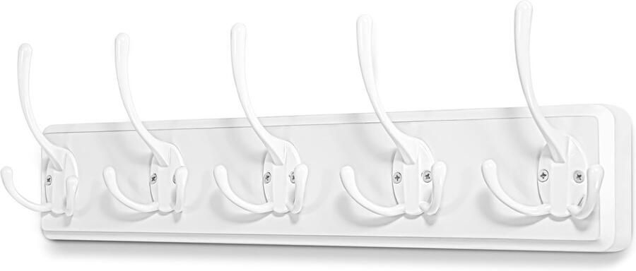 ZUIMENG Houten Kapstokken Kapstok met 5 Haken Wandkapstok Houten Kapstok voor Gangen Badkamers Slaapkamers (Wit)