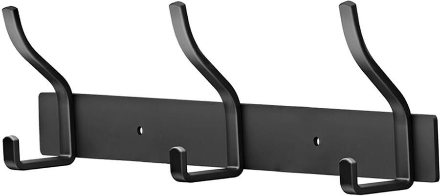 ZUIMENG kapstokhaak roestvrij staal kapstokhaak wandkapstokhouder zware kapstok wandkapstokhaakrail kapstok wandhaak (zwart mat 3 haken 1 stuk)