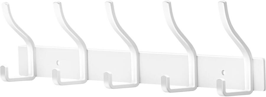 ZUIMENG kapstokhaak roestvrij staal kapstokhaak wandkapstokhouder zware kapstok wandkapstokhaakrail kapstok wandhaak (wit 5 haken 1 stuk)