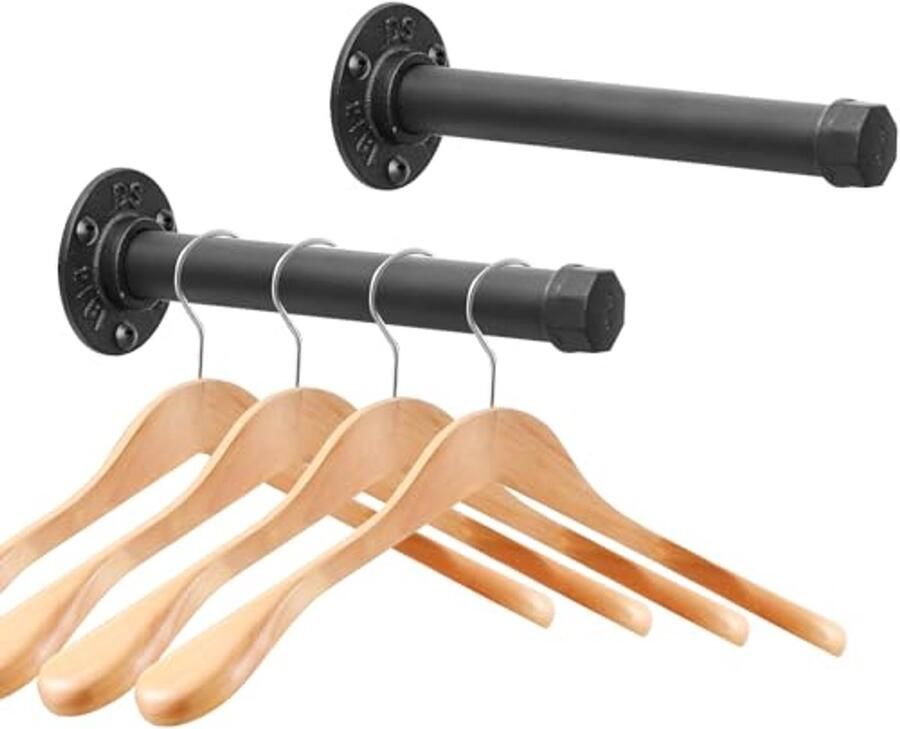 Zwaar Belastbaar Wandmontage Kledingrek voor Hangende Kleding Industrieel Pijpkledingrek
