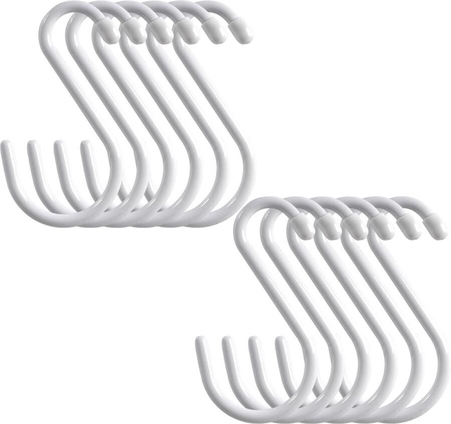 Zware Antislip S-haken Voor Kast en Tuin 12 Stuks Zwart Vinyl Gecoat