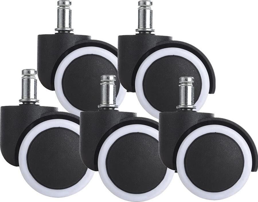 Zware Belastbare Bureaustoelwielen voor Vloerbescherming Set van 5 Draaibaar 360 graden Wit - Foto 2