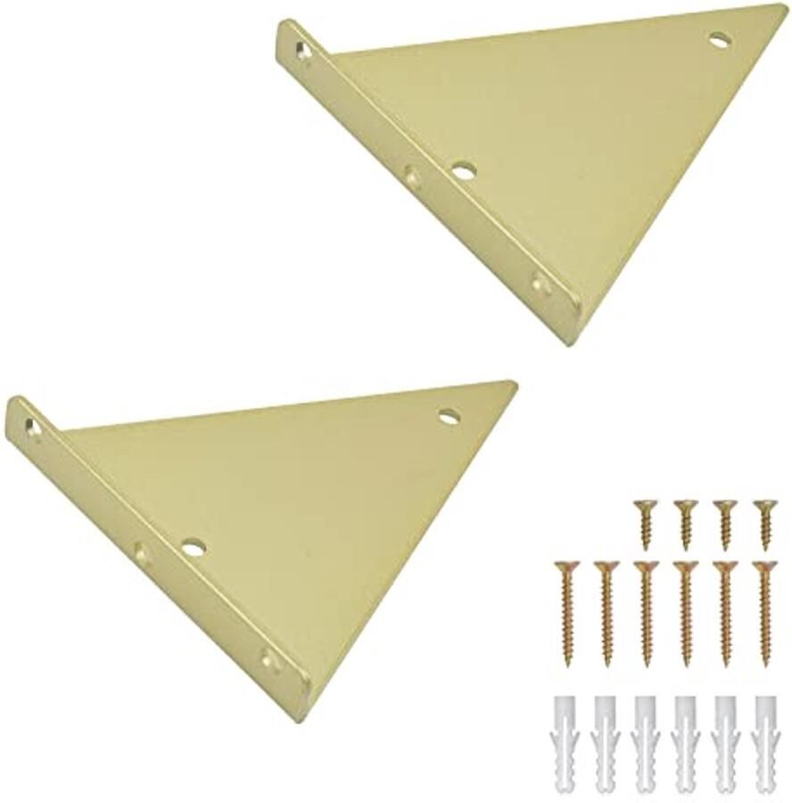 Zware Driehoekige Plankbeugels Stalen Wandgemonteerde Plankondersteuning voor Zwevende Tafels (17 cm Goud)