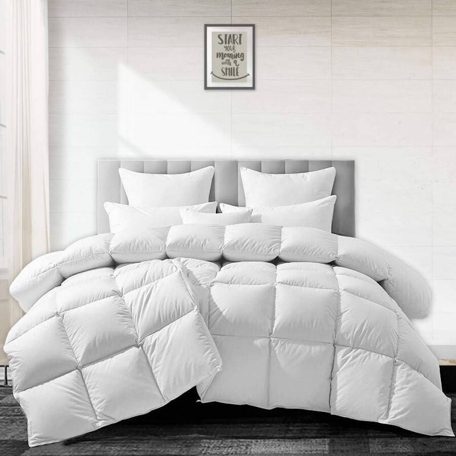 Zware ganzendonsdeken voor tweepersoonsbed en winter zeer zacht 750-vulkracht hotelcollectie 1 kg vulgewicht voor koud weer slapers (172 7 x 228 6 cm krachtig wit)