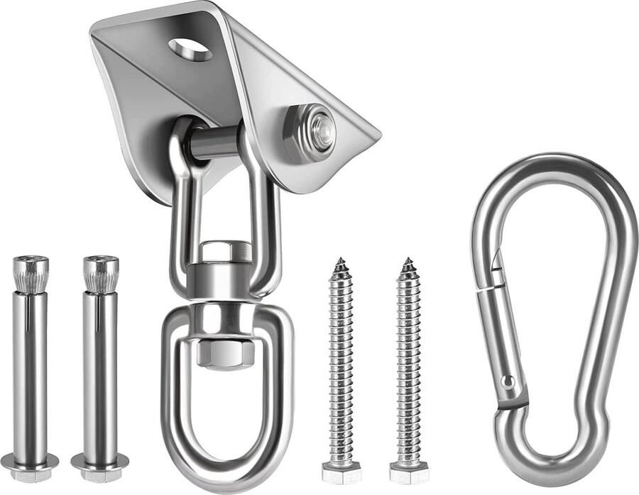 Zware Haakset voor Hangmat en Stoel 450KG Capaciteit RVS Hoofdschommel Haken met 360° Rotatie