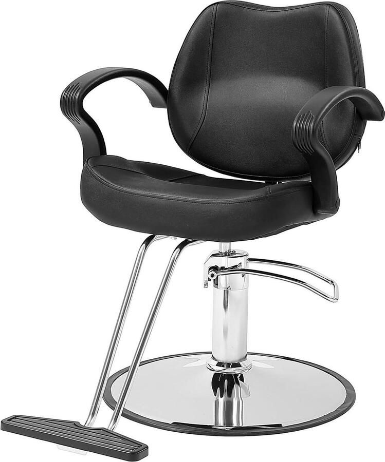 Zware hydraulische pomp 360° draaibare salonstoel voor haarstylist met voetsteun beauty-spa-apparatuur maximaal draagvermogen 150 kg zwart kappersstoel verstelbaar