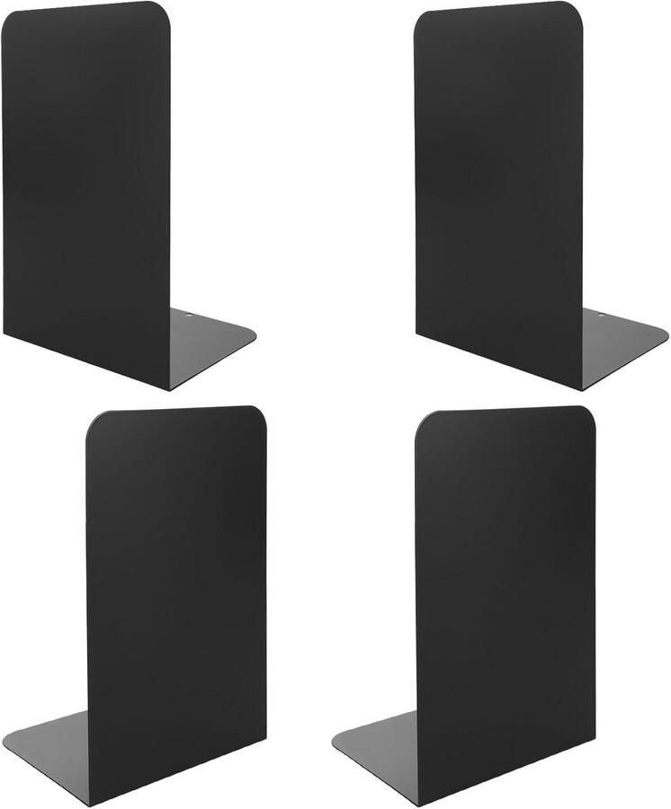 Zware metalen boekensteun L-vormig met antislip mat set van 4 thuiskantoor bibliotheek boekenplank book ends